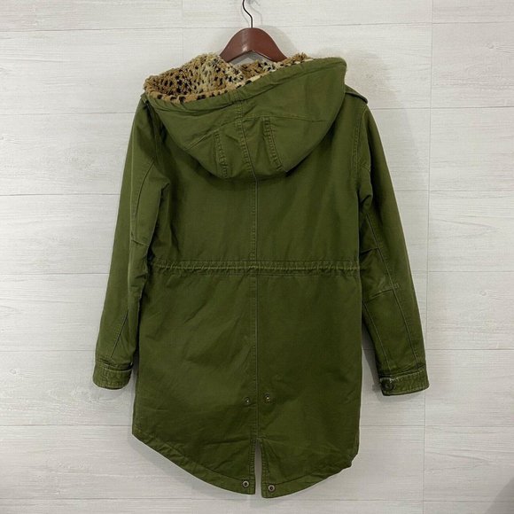 Asos Olive Green Animal Print Faux Fur Anorak - Picture 5 of 6